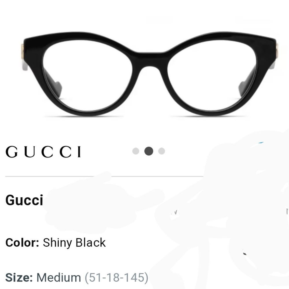 Gucci Glossy Black Cat-Eye Glasses - Picture 3 of 12
